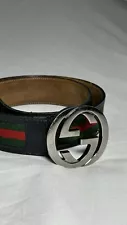 Gucci GG Red & Green Men’s Belt With G Buckle Size 95/38