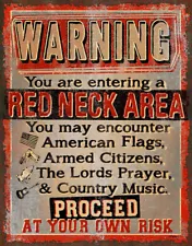 WARNING Redneck Area Metal Sign/Poster