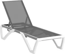 Pre-Owned Outdoor Chaise Lounge Adjustable Aluminum Pool Lounge Chair ,Grey