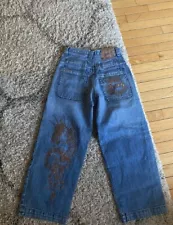 Vintage 90s Jnco Blue Jeans Dragon Wide Leg Straight Leg Skateboard Retro Sz 10