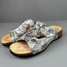 Think! Sandals Women 8.5 Gray Snakeskin Mizzi Mules Slip On Leather Comfort EU39