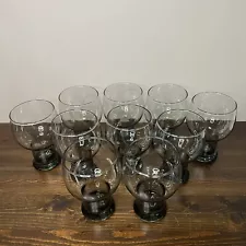 VTG MCM Libbey Stax Smoke Gray Pedestal Glasses Goblets Retro Barware, Set of 10