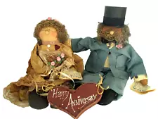 Attic Babies Primitive Doll "Anniversary Couple" Decorative Figures 22"