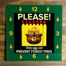 15" Smokey the Bear Square Glass Replacement Face for Pam Clock FREE SHIP