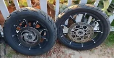 9 Spoke Mag Wheels Rim Harley Sportster Iron Dyna 25mm Axle 19 16 Rotors Tire