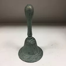 New Rustic Cast Iron School House Hand Bell Pitted Antique Finish Farm Primitive