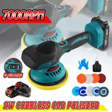 21V Dual Action Car Polisher Machine 6" Cordless Sander Polishing w/ 2 Battery