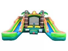 Commercial Inflatable Bounce House Tropical Double Water Slide Combo NO Blower