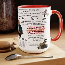 River Song Quotes Gift for Fan of Doctor Who Timelord Two Tone Coffee Mugs 15oz