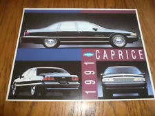 1991 Chevrolet Caprice Sales Brochure/Features/Flyer - Vintage - Double Sided