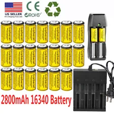 16340 Battery 2800mAh CR123A Rechargeable Cell Batteries Charger Lot for Camera