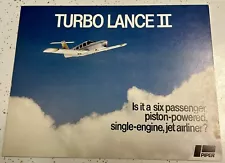 Piper Turbo Lance II, Airplane Aircraft Vintage Sales Brochure Catalog