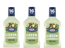 3 BOTTLES Kraft Green Goddess Salad Dressing 16 oz Cool Creamy FREE SHIP