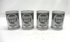 VINTAGE LOT OF 4 QUAKER STATE SAE 30 MOTOR OIL CANS *ALL FULL* PRE-OWNED