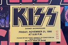 Rare Kiss Aucoin 1980 Sydney Australia Concert Ticket.kiss 1980 sydney