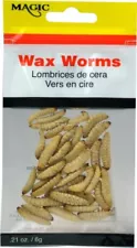 Magic Preserved Real Fishing Bait Wax Worms 0.21 Ounce Pouch Yellow 35/Bag 5239