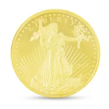 24K Yellow Gold Plated Walking Liberty Coin 37MM = 1.5 Inch in Diameter