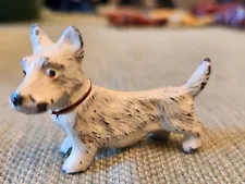 Old Miniature Metal White Scottish Terrier Dog For Doll Pet Or Dollhouse