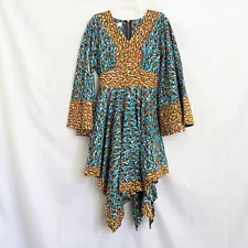 KiKi Clothing Jaga Jaga Dress Size L African Colorful Cultural Handkerchief