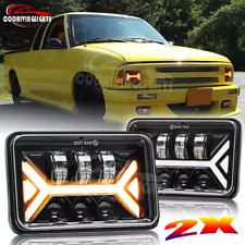 For Chevy S10 Blazer 1995-1997 Pair 4x6" LED Headlights Hi-Lo DRL Turn Signal (For: 1996 Chevrolet Blazer)