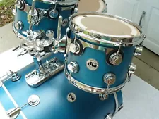 DW Collectors Series 4-piece drum set for sale. Azure blue satin stain.