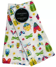 Cynthia Rowley BUGS Kitchen Towels Set of 2 100% Cotton 18"x28" OEKO-TEX Colors