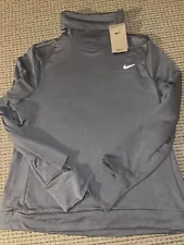 Women's Size L Nike Therma-FIT Swift Element Turtleneck Running Top FB5306 Gray