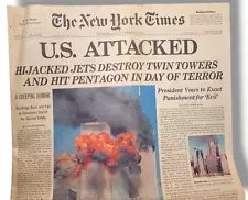 New York Times Newspaper September 12 2001 9/11 Attack World Trade Center Flames