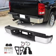 Chrome Rear Bumper for 2007-2013 Chevy Silverado Sierra 1500 WITHOUT Sensor Hole