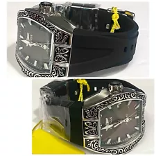 44mm Scrollwork EXCALIBUR Tonneau Slvrtn/Black MOP Auto 24J Invicta Mens Watch