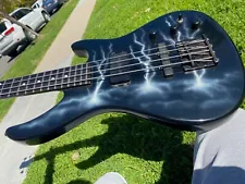 1987 BC Rich USA Bass Guitar - Custom Lightning Graphics - Bartolini Pickups