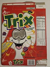 1993 General Mills TRIX Fruity Cereal Box Flat - Free Hypnotic Eyes!