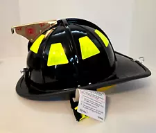 MSA Cairns 1010 Black Fire Helmet with Eye Shield and Ear Flap Display Only 4/19