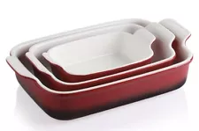 Sweejar Porcelain Bakeware Set for Cooking, Ceramic Rectangular Baking Dish, Red