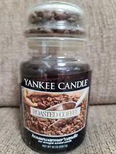 RARE YANKEE CANDLE 22 OZ ROASTED COFFEE W/ COF BEAN TOP MY LAST JAR! BURNT ONCE