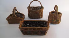 4 Mini Baskets Decor Great for Hanging from Shelf Pegs or Shelf Decor