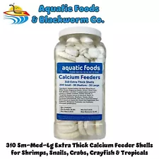 Small-Med-Lg Calcium Feeder Shells, Extra Thick for Shrimp, Snails, Tropicals