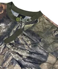 HECS Shirt Mens Large L Brown Stealthscreen Long Sleeve Camo Hunting Breathable