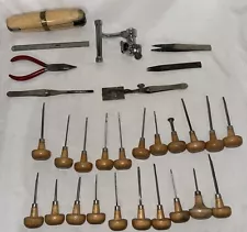 Lot Of 29 Graver Tools Jewelry Gunsmith Watchmaker Engraving Solder Sharpening