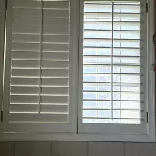 Custom Plantation Shutters sets of 2 100% Natural Wood Bright White