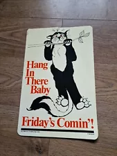 Genuine 1985 Vintage HANG IN THERE BABY FRIDAY'S COMIN'! Cat Poster Rare 19.99p