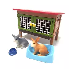 Schleich Rabbit Hutch Rabbit x2 Blue Bed Collectible Figures