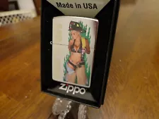 FIREFIGHTER BLONDE PINUP GIRL HOT STUFF SEXY ZIPPO LIGHTER MINT IN BOX