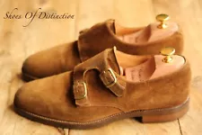 Crockett & Jones For Ralph Lauren Brown Suede Monk Buckle Shoes Mens UK 6 US 7 D