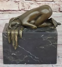 SIGNED PHOC FRENCH ARTIST NUDE GIRL BRONZE SCULPTURE STATUE FIGURE FIGURINE SALE