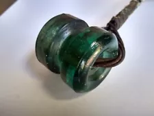 19th Century Lightning Rod Green Glass Insulator from Wheeling, IL. NR