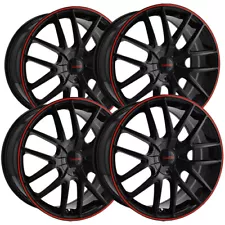 (Set of 4) Touren TR60 17x7.5 5x110/5x115 +42mm Black/Red Wheels Rims 17" Inch