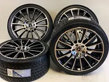 19" WHEELS RIMS TIRES FIT MERCEDES BENZ S550 AMG S63 C63 C E Set 4 BLK MACHINED