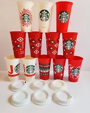 Lot of 12 Starbucks Plastic Cups 16fl oz Holiday Christmas