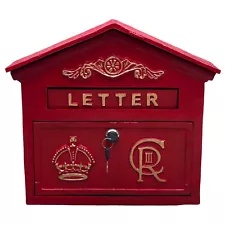 English CR III Post Office Mailbox in Red Cast Iron - Wall Mount or Standing